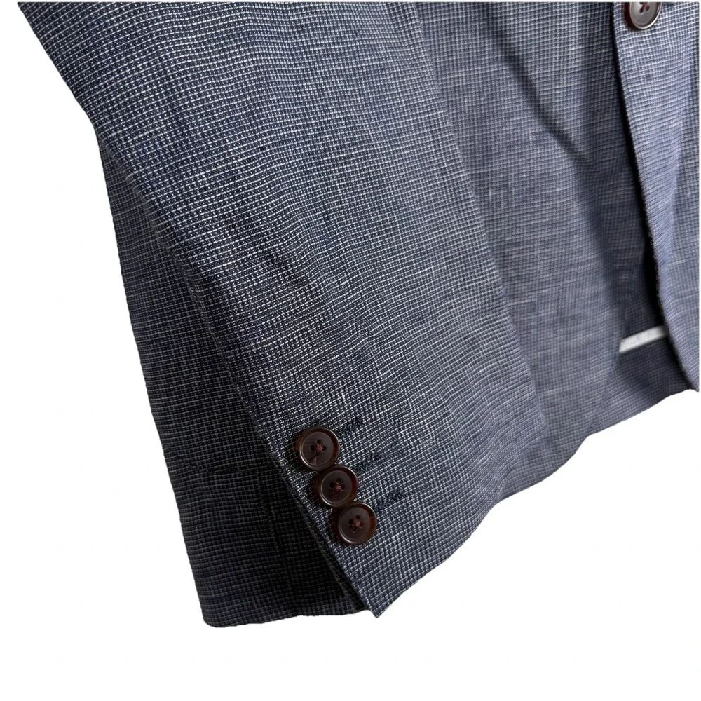 Frank and Oak Blazer Mens 44 Blue 100% Linen Laurier Fit Unstructured Sport Coat